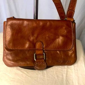 JACK GEORGES brown leather crossbody.